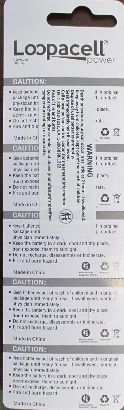 100 Pack LOOPACELL LR44 AG13 357 L1154 A76 Button-Cell Batteries...