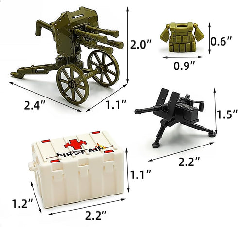 WW2 Weapon Sets Military Accessories Kits Building Block Toys Include Camouflage Gun Parts for Corps Equipment Compatiable with Mini Figure Brick ...