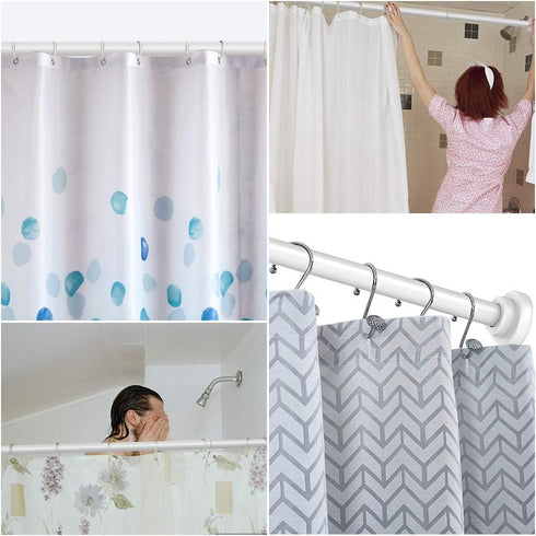 TEECK Shower Curtain Rod, 48-85 inch Adjustable Tension Spring, Shower Curtain Rod Tension, Premium Stainless Steel, Anti-Slip, No Drilling, No Ru...