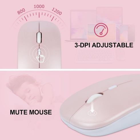 Bluetooth Keyboard and Mouse Combo Ultra-Slim Portable Rechargeable Compact Wireless Mouse Keyboard Set for Pad/iPad Pro/iPad Mini/iPad Air Mac OS...