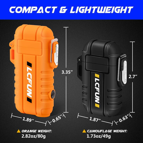 LcFun 2 Pack Waterproof Lighter, Torch Lighter, Electric Lighter USB-C Rechargeable, Windproof Refillable Butane Lighter, Flexible Neck Plasma Lig...