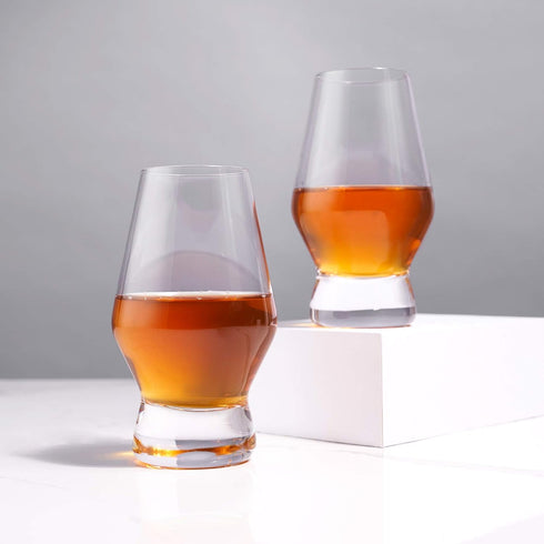 Viski Footed Crystal Scotch Glasses Set of 2 - Premium Liquor Drinking Glass, Classic Whiskey Bourbon Glasses and Scotch Glass Gift Set, 8 oz...