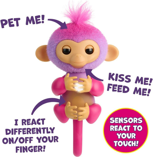 2023 NEW Interactive Baby Monkey Reacts to Touch – 70+ Sounds & Reactions – Charli (Purple)...