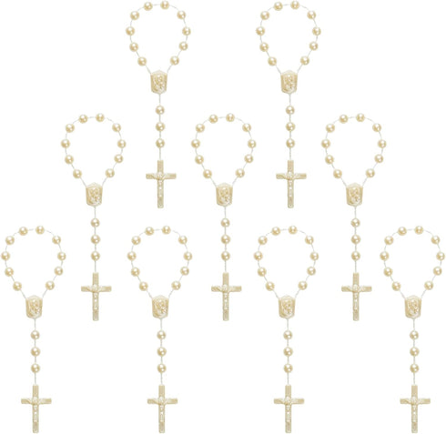 XINHUIDALSQ 50 Baptism Rosary Acrylic Rosary Mini Rosary Suitable for the First Holy Communion Baptism Party Gift Suitable for Recuerditos De Baut...