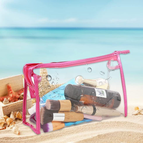 SITAKE 12 Pcs Portable Transparent Cosmetic Bags, Clear Waterproof Makeup Bags with Handle, PVC Travel Toiletry Bags Pouches, Clear Pencil Cases, ...