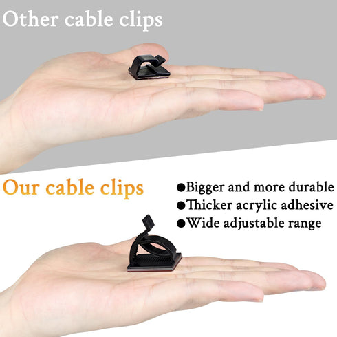 SOULWIT 50Pcs Adjustable Cable Management Clips, Adhesive Organizers Sticky Wire Clips Cord Holder for TV PC Ethernet Under Desk Wall Home Office...