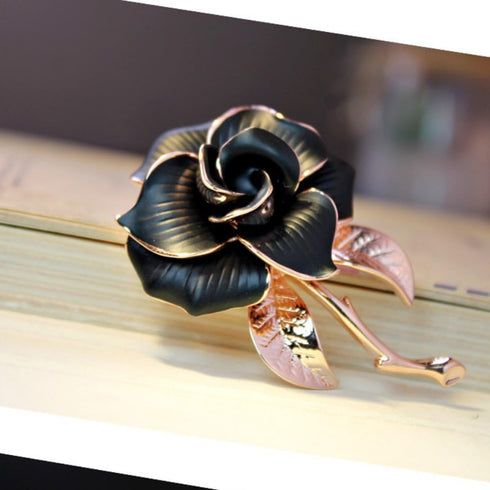 Rose Gold Flower Brooch Black White Rose Petals Brooches & Pins for Women...
