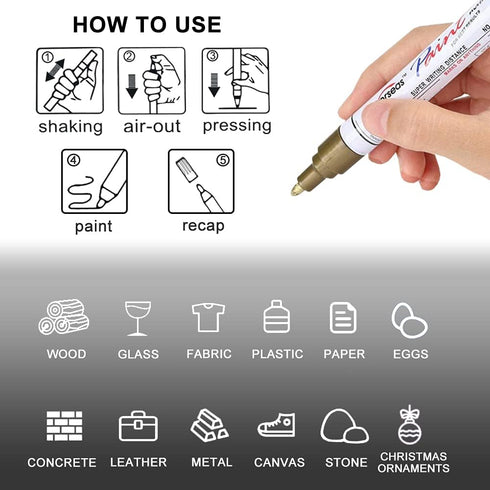 Permanent Paint Markers Pens - 3 Pack White Oil Based Paint Pens, Medium Tip, Quick Drying and Waterproof Marker Pen for Metal, Rock, Wood, Fabric...