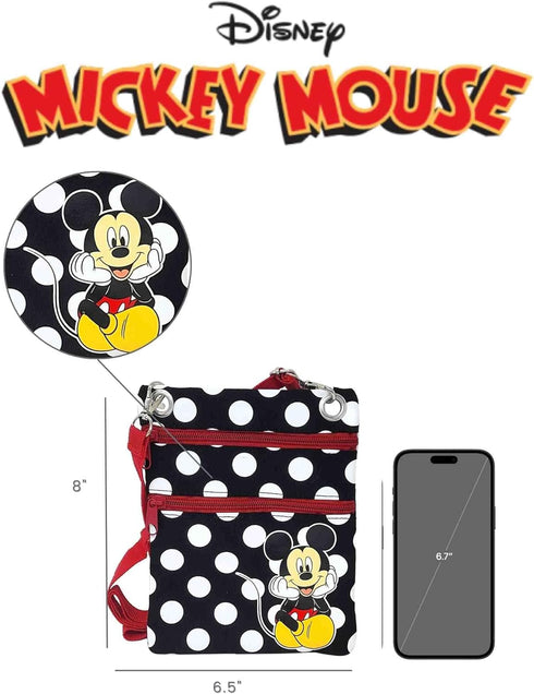 Disney Passport Bag Crossbody Travel Mickey Minnie Eeyore Stitch All Over Print...