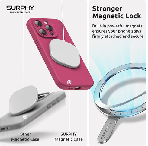 SURPHY Designed for iPhone 15 Pro Case Compatible with MagSafe (6.1 inch 2023), with 2 Pack Screen Protector, Liquid Silicone Phone Case (Camera P...