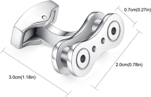 HONEY BEAR Cufflinks for Men Silver Bicycle Bike Chain for Wedding Business Gift...
