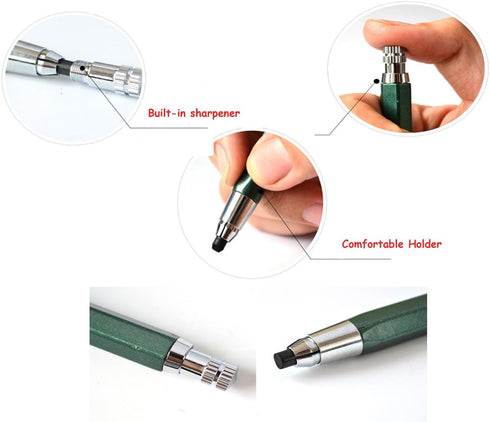 BXT Plastic Clutch Leadholder for 4MM Lead Charcoal, 1pcs Automatic Mechanical Graphite Pencil for Draft Drawing, Shading, Crafting, Art Sketching...
