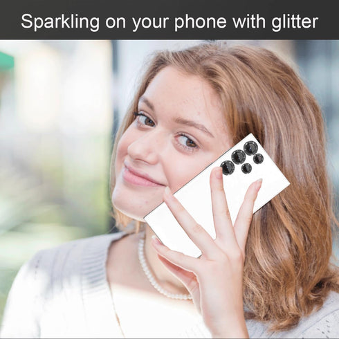 Compatible with Samsung Galaxy S23 Ultra Camera Lens Protector Glitter Bling, S23 Ultra Camera Cover, Tempered Glass Clear Screen Protector Access...