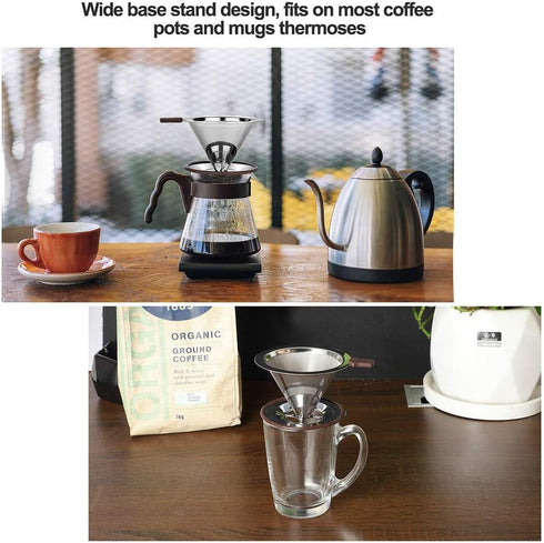 Pour Over Coffee Dripper, Reusable Paperless Coffee Filter,Professional Stainless Steel Drip Cone Brew Coffee Strainer,Upgraded Double Micro Mesh ...