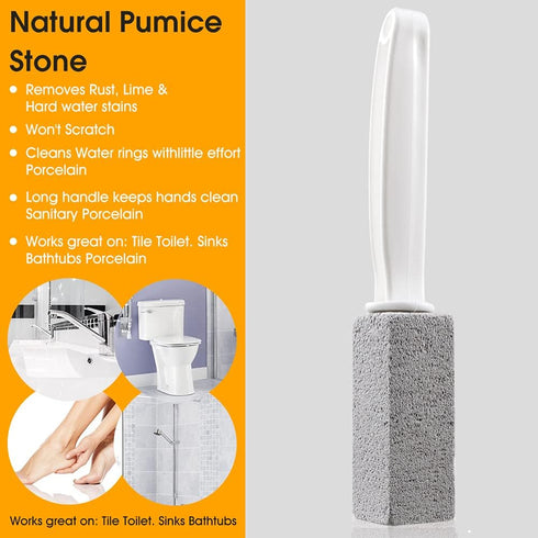 2 Pack Toilet Cleaner Hard Water Build up Remover with Ergonomic Handle, Toilet Bowl Stain Ring Remover, Pumice Cleaning Stone with Handle for Kit...