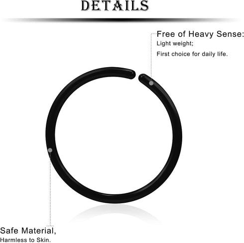 Kridzisw 22G Clear Plastic Nose Rings Hoop Piercing Retainer for Surgery Acrylic Flexible Hypoallergenic Tragus Cartilage Helix Daith Rook Earring...