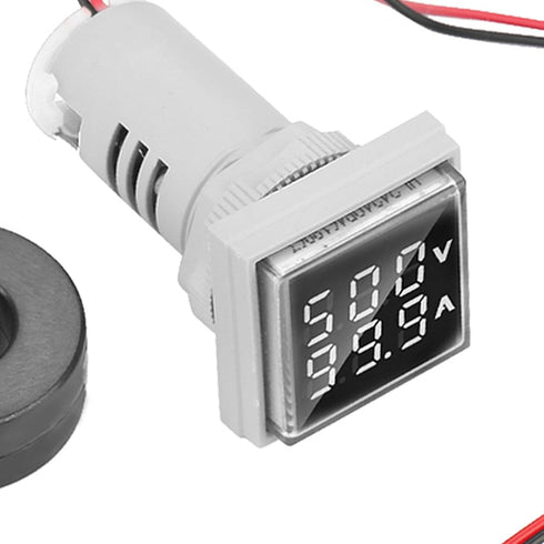 LED Display Voltmeter, Voltage Tester Current Detector 22mm Dual Display Panel Voltmeter Ammeter AC 0-100A 60-500V Meter Indicator (White)...
