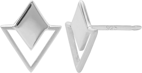 Boma Jewelry Sterling Silver Geometric Diamond & Triangle Stud Earrings...