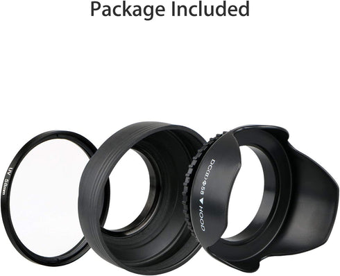 EEEkit 58mm Hard Lens Hood + 58mm Soft Lens Hood + 58mm UV Filter Lens Kit for Canon Rebel T7i T6S T6i T6 T5i T5 T4i T3i T3 T2i T1i XT XTi XSi SL1...