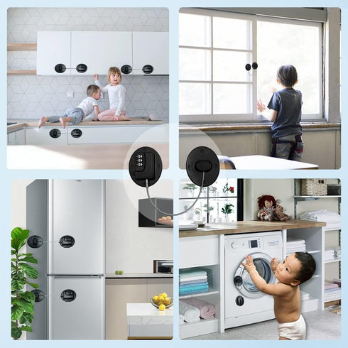 Fridge Lock AOSITE Refrigerator Lock Combination Black Combo Fridge Locks with Code for Adults 2 Pcs Refrigerator Lock for Children Adhesive Freez...
