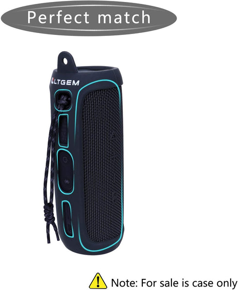 LTGEM Silicone Carrying Travel Case for JBL FLIP 5 Waterproof Portable Bluetooth Speaker with Extra Carabiner - Black......