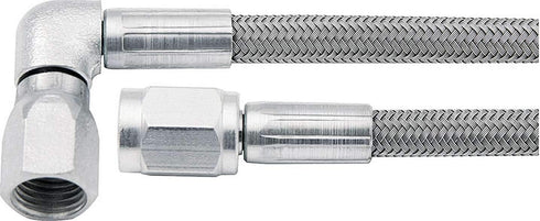 Allstar Performance AN Hose Assembly, 36 in Long, 3 AN Hose, 3 AN Straight Female to 3 AN 90 Degree Female, Braided Stainless, PTFE Lined, Each...