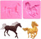 2Pcs Small Size Horse Fondant Mold, Silicone, Chocolate Candy Gum Paste Sugar Craft Cake Decorating Tool, Polymer Clay Resin Epoxy Casting Mold, P...
