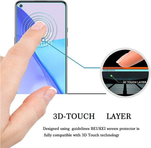 beukei (3 Pack) Compatible for OnePlus 9 / OnePlus 9 5G Screen Protector Tempered Glass,Touch Sensitive,Case Friendly, 9H Hardness...