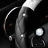 Cute Diamond Soft Leather Anti-Slip Steering Wheel Cover with Bling Bling Crystal Rhinestones, Universal 15 Inch for Women Girls, Fit Vehicles, Se...