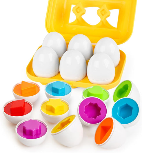 HANSGO 6PCS Matching Eggs shape sorter toy for toddlers 1-3 Educational Toy for Kids Baby Easter Toy Eggs for Boys Girls...
