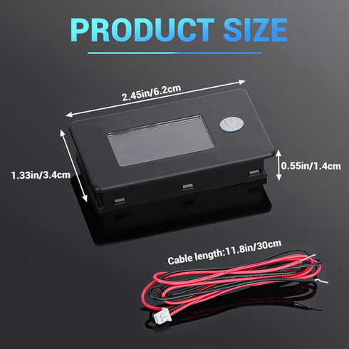 DROK RV Battery Monitor 12v - LCD Display Golf Cart Battery Meter 10-100v, Car Voltage Meter Temperature Gauge for DIY Project...