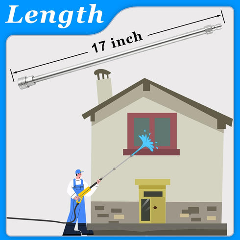Pressure Washer Wand, Stainless Steel Body and Fitting, Upgrade Extension Wand for Power Washer, 1/4 Inch Quick Connect, 17 Inch, 2 Pack...