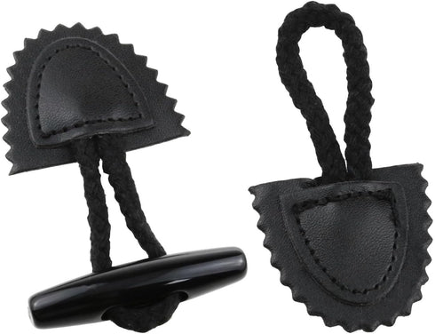 Haidong Sew-On Toggle with Wooden Horn Button Leather Button Black Toggle Button DIY Sewing Button Accessories (Black) -4PCS...