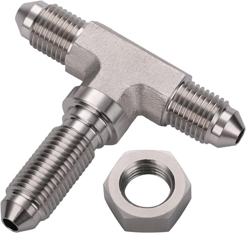 3AN Male Stainless Steel Bulkhead Tee T Brake Hose Fitting Adapter with Nut...