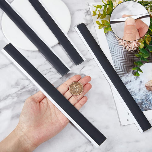 CRASPIRE 4Pcs Dustpan Rubber Edge Strips Adhesive Replacement Lip Black Broom Plastic Small Dustpan Repair Inlet Refill Pressing Garbage Silicone ...