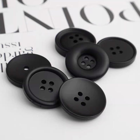 100pcs 1 Inch 25mm Black Resin Buttons Sewing Flatback Buttons Round Shape 4 Holes Craft Buttons for DIY Decoration Clothes Arts Crafts...