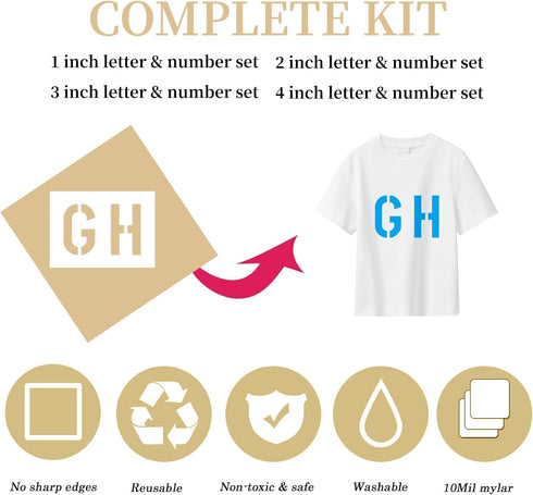 Letter Stencils Symbol Numbers Craft Stencils, 45 Pieces Reusable Alphabet Templates Kit, 1 2 3 4 Inch Letter Stencil for Painting on Wood, Canvas...