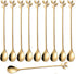 10 Pcs Long Handle Teaspoons, Gold Stainless Steel Stirring Coffee Spoons, Mixing Spoons Set For Ice Cream Cocktail (Gold)...