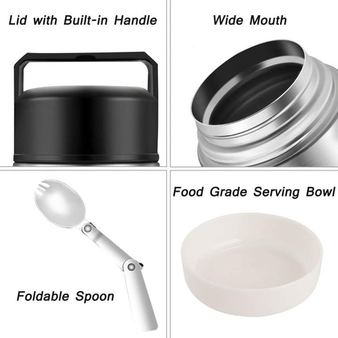 SSAWcasa Soup Thermos for Adults, 27oz Thermos for Hot Food, Wide Mouth Stainless Steel Food Thermos Jar, Insulated Lunch Container with Spoon & H...