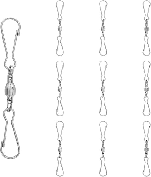 Spinning Dual Clip Swivels, Wind Spinner Hangers, Stainless Steel Spiral Tails Twisters for Spinning windsock, Garden Bell, Bird feeders, Party Su...