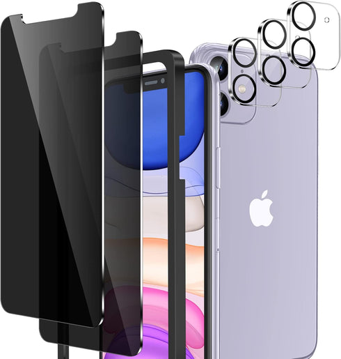 2 Pack Privacy Screen Protector for iPhone 11 with 3 Pack iPhone 11 Camera Lens Protector 9H Hardness Anti-Scratch/Bubble Free/Easy Installation.....