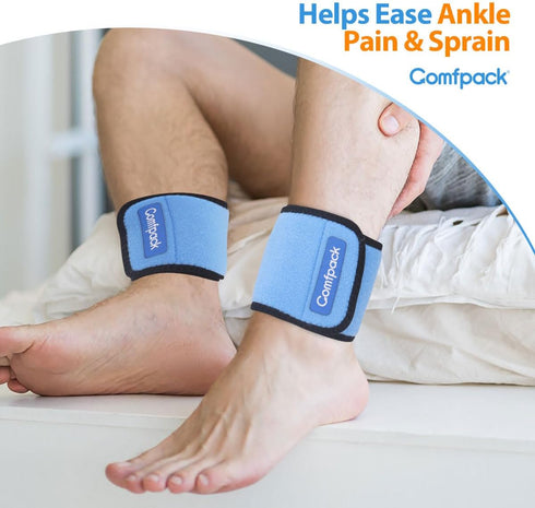 Cold Therapy Wrap with 2 Packs & 2 Sleeves for Pain Relief, Reusable Gel Ice Packs for Foot Plantar, Wrist, Ankle, for Sprains, Muscle Pain, Bruis...