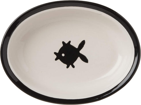 PetRageous 10070 Oval City Pets Stoneware Cat Bowl 6.25-Inch Wide and 1.5-Inch Tall Saucer with 1-Cup Capacity is Dishwasher and Microwave Safe fo...