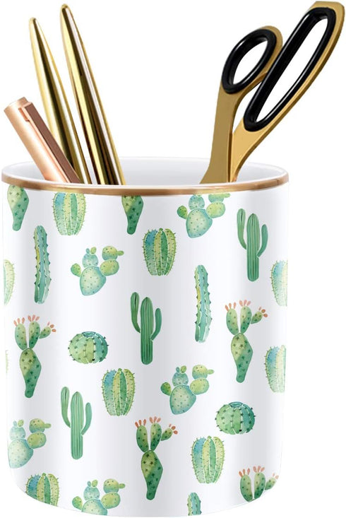 WAVEYU Pen Pencil Holder, Multi-Purpose Holder for Desk Pencil Cup for Girls Boys Kids Durable Ceramic Desk Organizer Makeup Brush Holder for Offi...