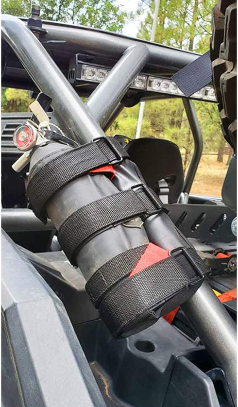 Universal UTV Roll Bar Fire Extinguisher Holder Compatible with Polaris RZR Ranger General 900 1000 XP Maverick X3 - Enhanced Stitching Quick Rele...