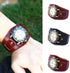 Handmade Men Watches Vintage Punk Hip-hop Gothic Soft Wide Leather Fashion Cuff Women Wristwatch Round Bronze Dial Quartz...