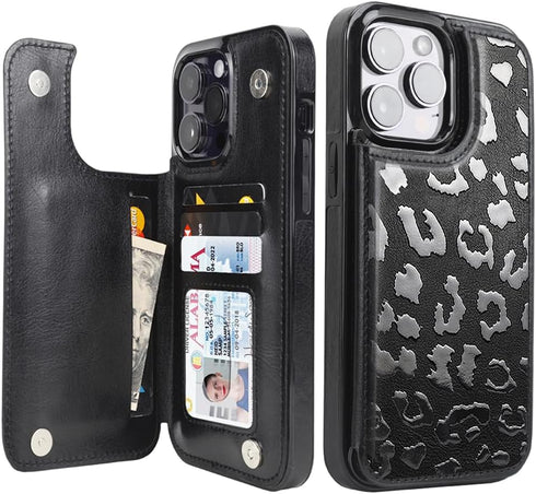 uCOLOR Compatible with iPhone 14 Pro Max 6.7" Wallet Case with Card Holder Folio Flip PU Leather Kickstand Card Slots Case Double Magnetic Clasp a...