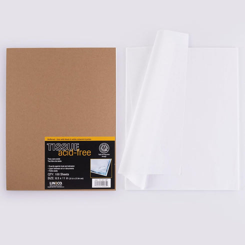 Lineco Buffered Acid-Free Interleaving Tissue 8.5" x11", Archival Paper Extends Life of Pictures, Photographs, Artwork and Textiles, for Black & W...