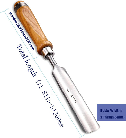 1"(25mm) Wood Chisel for Woodworking,Semicircle Edge CR-V Steel DIY Woodworking Handle Carpentry Gouge Tools...