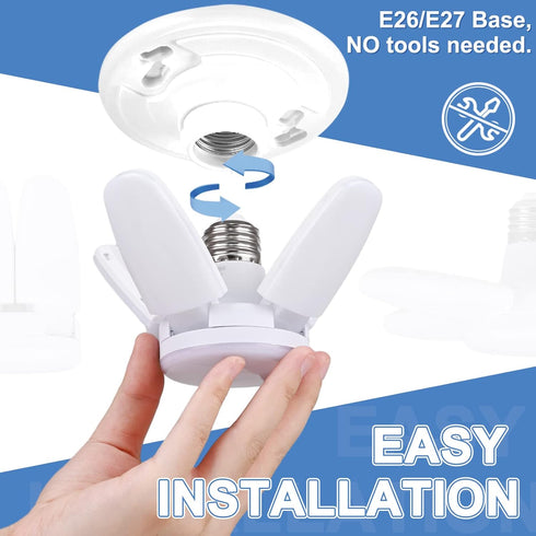 2 Pack Mini 30W Garage Light (150W Equivalent) - 6500K Daylight LED Garage Light, E26 Base Garage LED Light, LED Light Bulb for Basement,Closet,Wo...